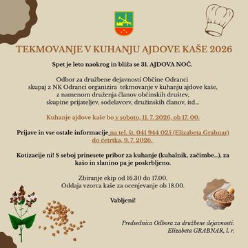VABILO NA TEKMOVANJE V KUHANJU AJDOVE KAŠE 2026